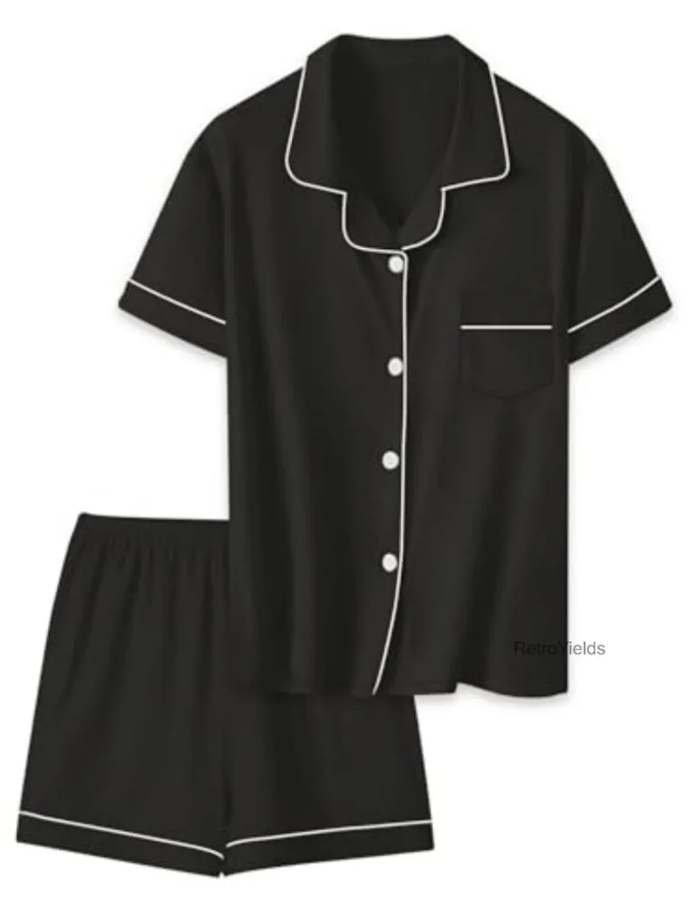 Kids Soft Pajama Set 2pc Short Sleeve Button Down Sleepwear Flame Resistant